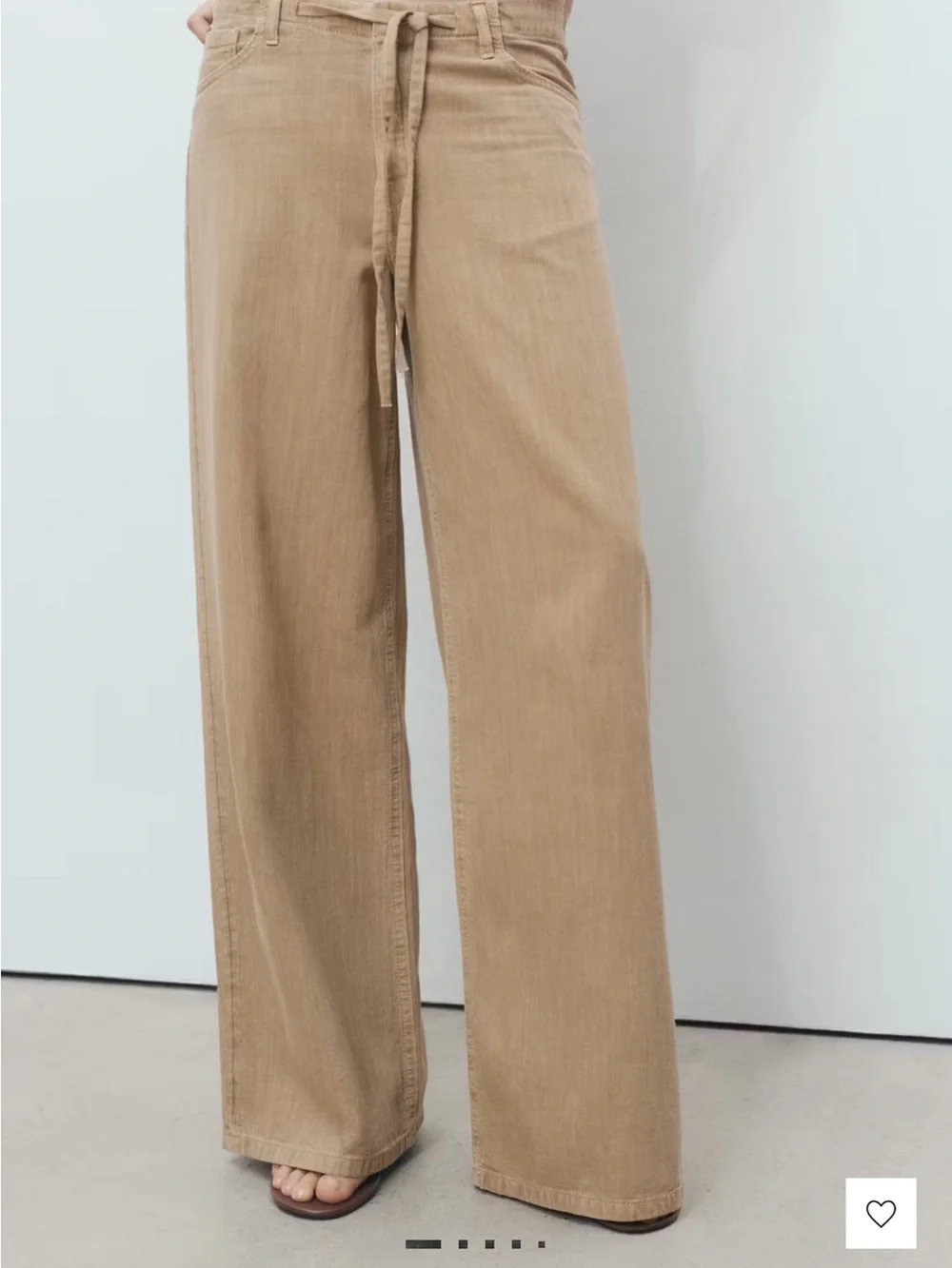 Wide leg denim trousers with belt